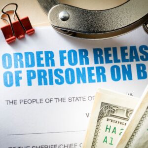 Piece of paper that reads "Order for release of prisoner on bail"