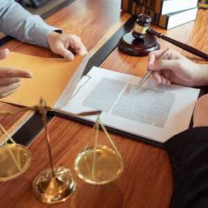 Hands of attorney and client