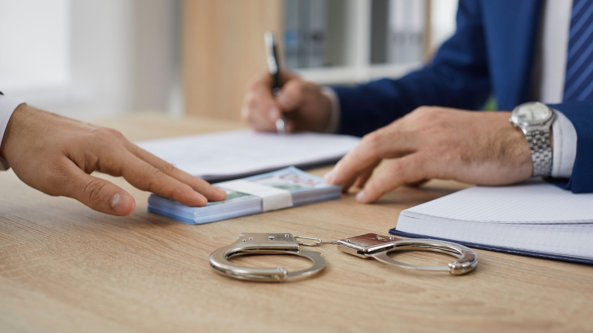 Person paying a bail bondsman