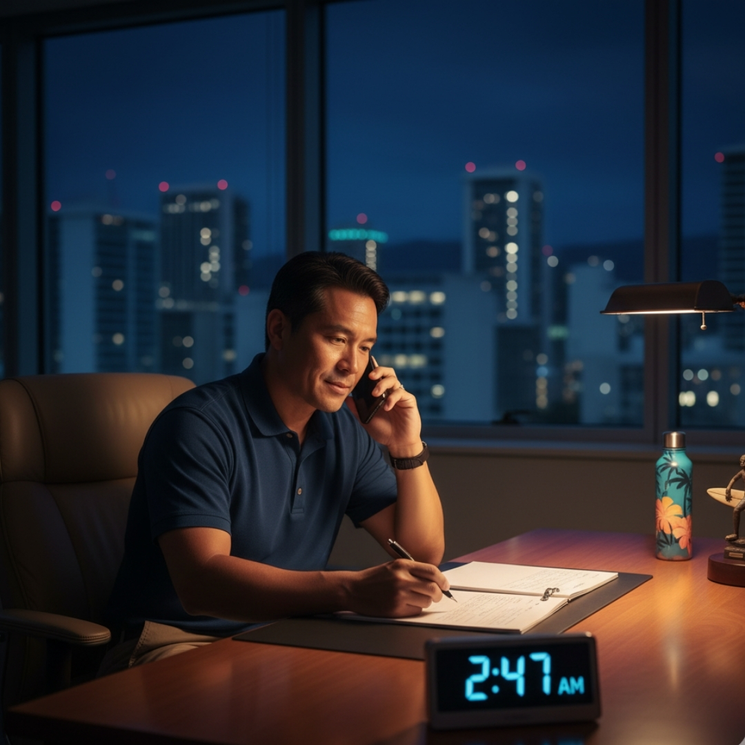 Person working late at night