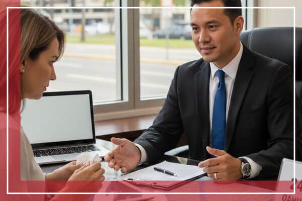 bail bondsman speaking with client