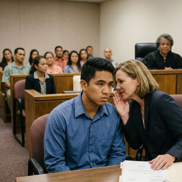attorney talking to client