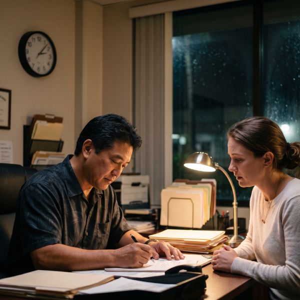 man and woman looking at bail bonds