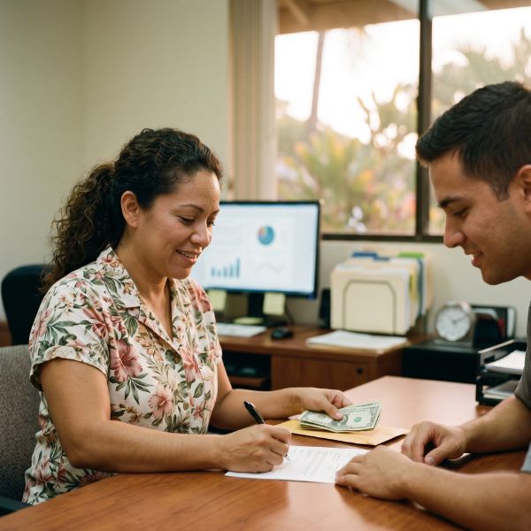man and woman discussing bail bonds