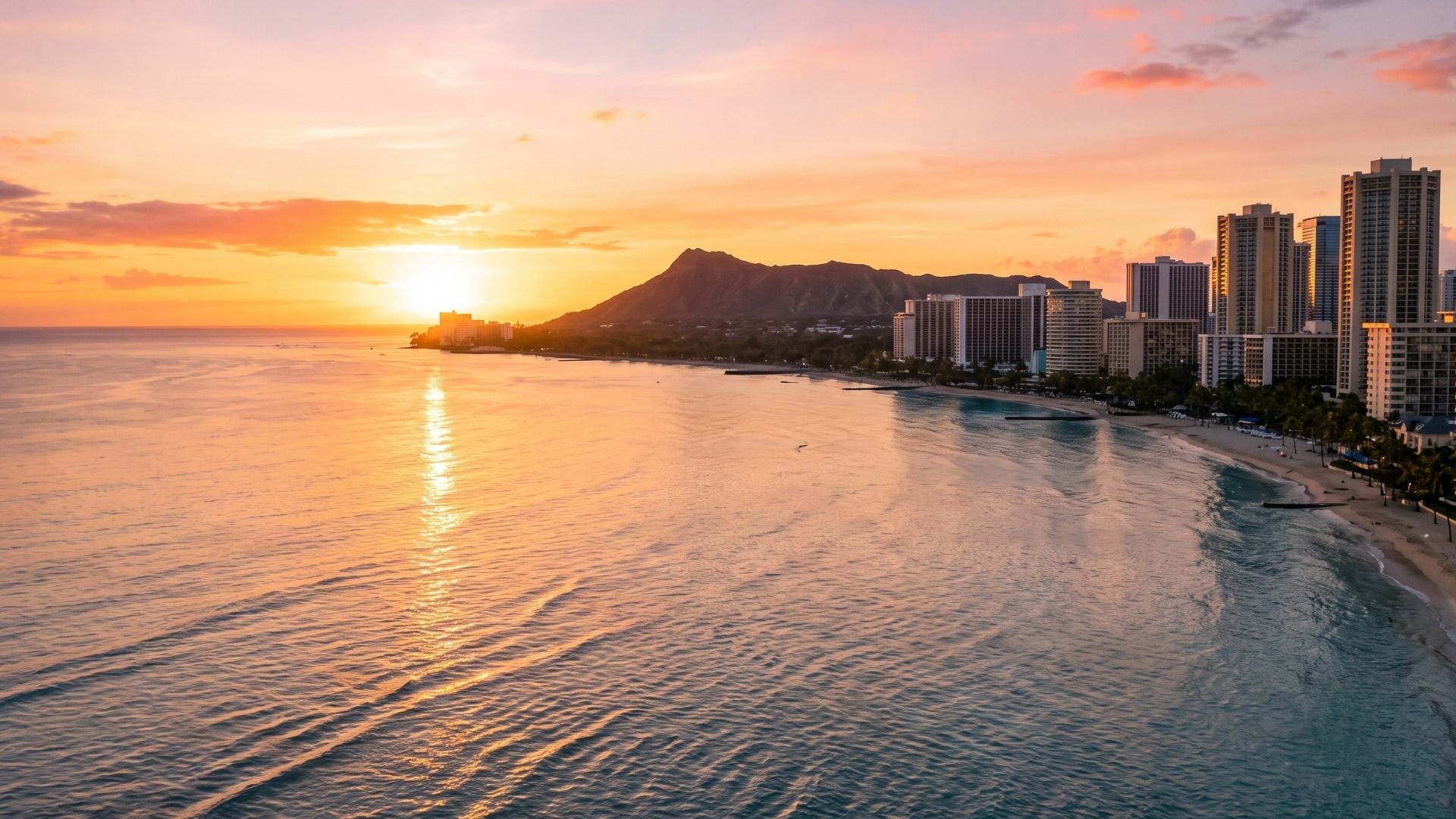 Panoramic sunrise over Honolulu city and ocean, representing hope and immediate release assistance.